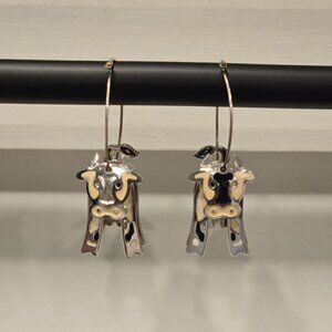 Edgar Berebi Vintage Cow Enamel Earrings whimsical cloisonne style hoops